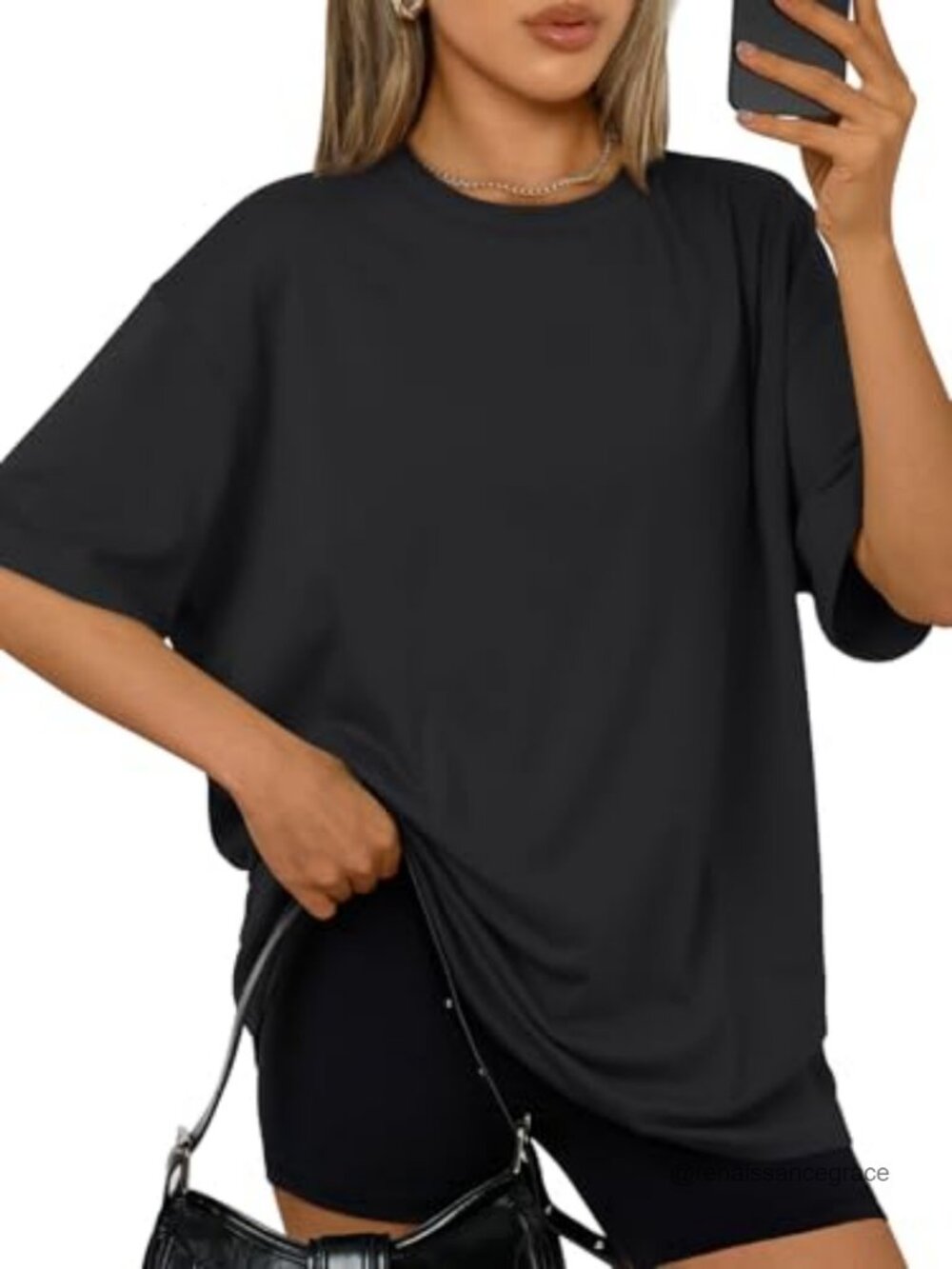 Oversized Short Sleeve Crew Neck Tee Drop Shoulder Boxy Summer Top
